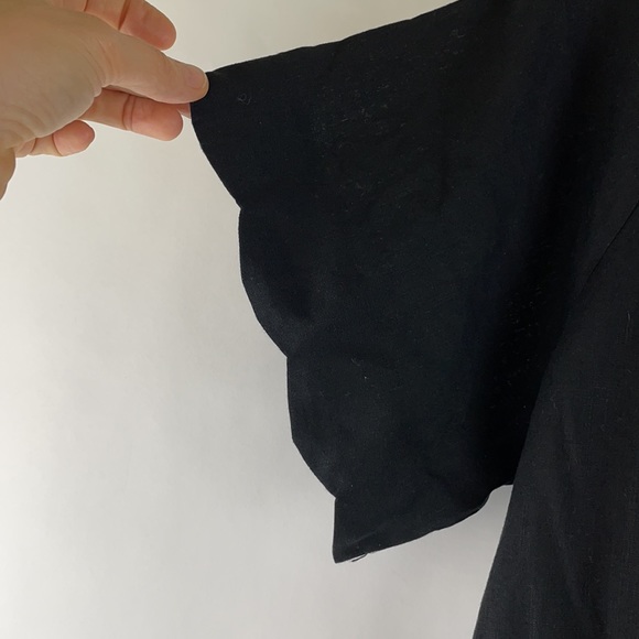 NWT J CREW Black Linen Blend Scalloped Hem Romper - Picture 6 of 8